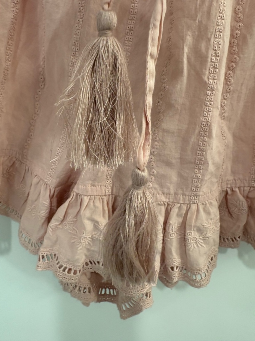 Shabby Chic Pink Cotton Eyelet Ruffled Shorts Size Small - Picture 3 of 9